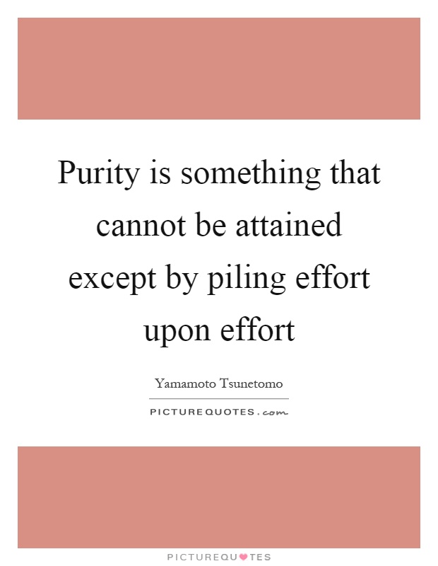 Purity is something that cannot be attained except by piling effort upon effort Picture Quote #1