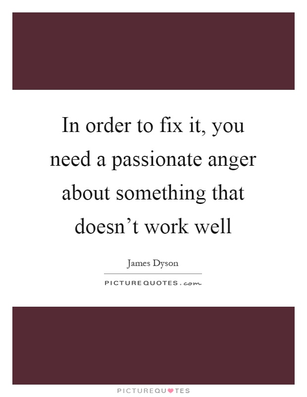 In order to fix it, you need a passionate anger about something that doesn't work well Picture Quote #1