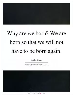 Why are we born? We are born so that we will not have to be born again Picture Quote #1