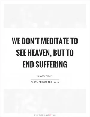 We don’t meditate to see heaven, but to end suffering Picture Quote #1