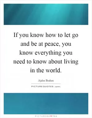 If you know how to let go and be at peace, you know everything you need to know about living in the world Picture Quote #1