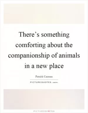 There’s something comforting about the companionship of animals in a new place Picture Quote #1