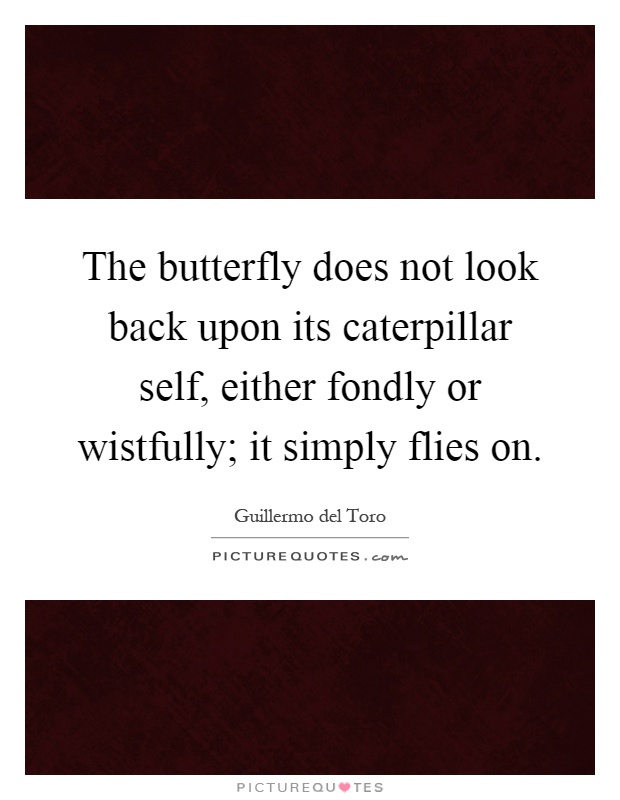 The butterfly does not look back upon its caterpillar self, either fondly or wistfully; it simply flies on Picture Quote #1