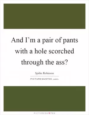And I’m a pair of pants with a hole scorched through the ass? Picture Quote #1