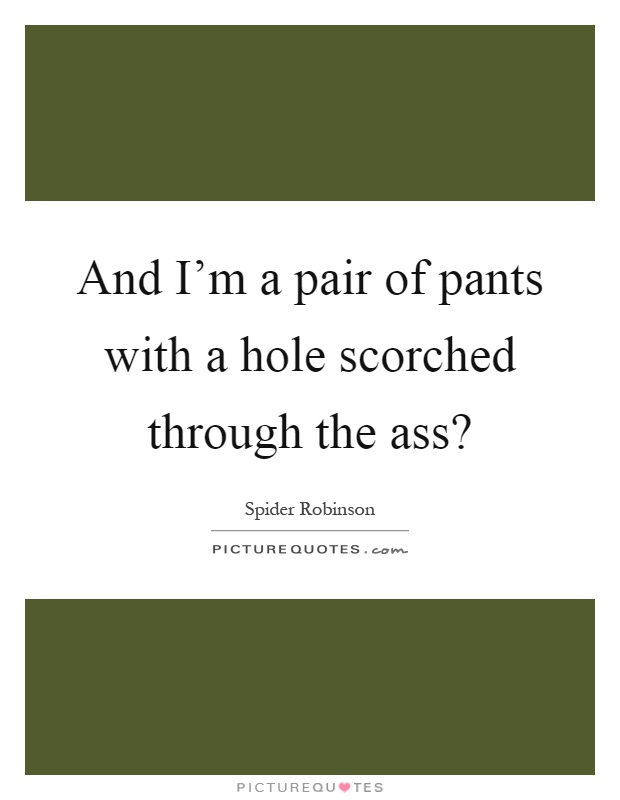 And I'm a pair of pants with a hole scorched through the ass? Picture Quote #1