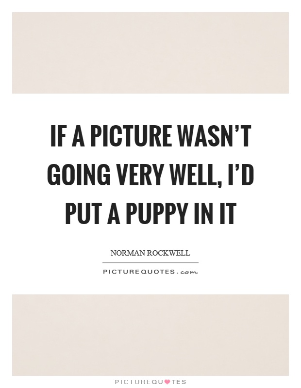 If a picture wasn't going very well, I'd put a puppy in it Picture Quote #1