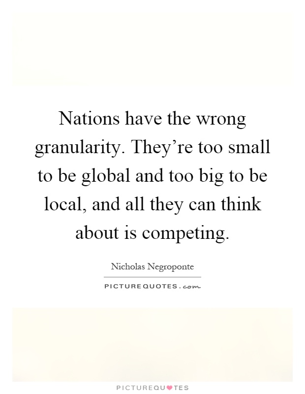 Nations have the wrong granularity. They're too small to be global and too big to be local, and all they can think about is competing Picture Quote #1
