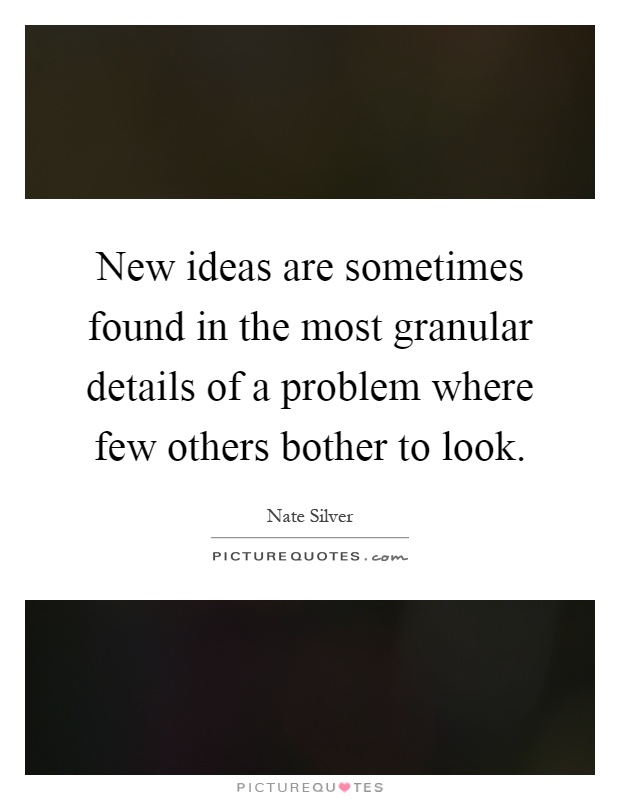 New ideas are sometimes found in the most granular details of a problem where few others bother to look Picture Quote #1