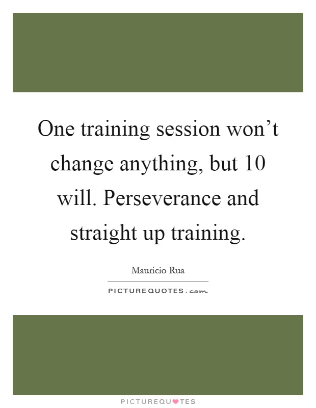 One training session won't change anything, but 10 will. Perseverance and straight up training Picture Quote #1