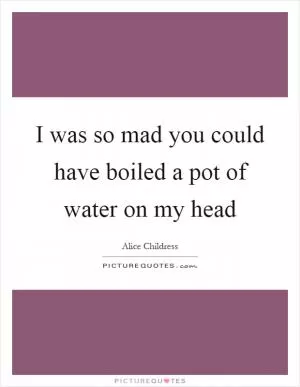 I was so mad you could have boiled a pot of water on my head Picture Quote #1