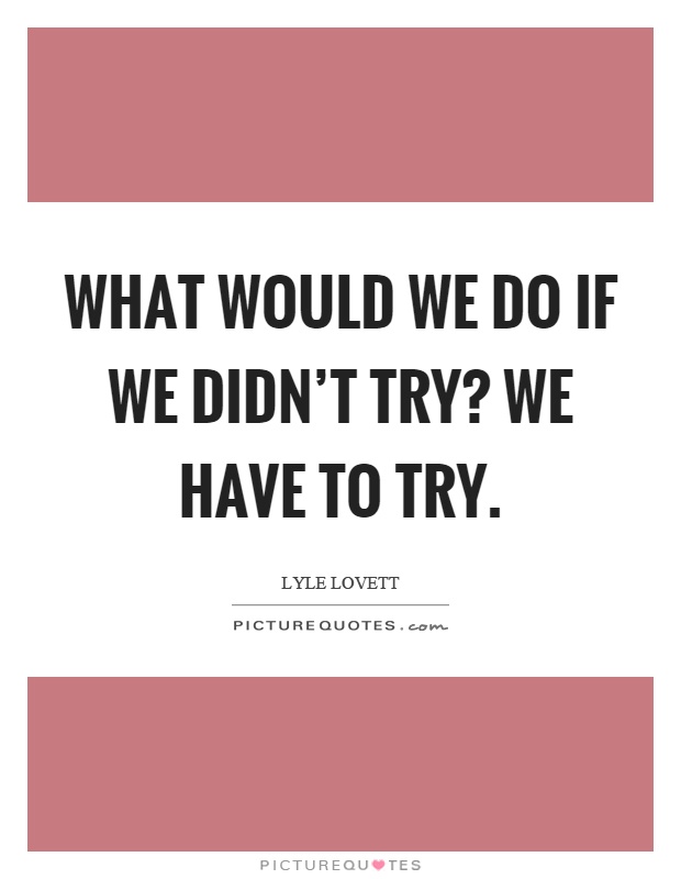 What would we do if we didn't try? We have to try Picture Quote #1