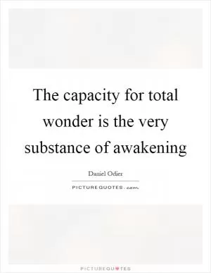 The capacity for total wonder is the very substance of awakening Picture Quote #1