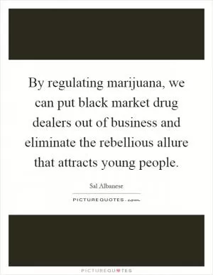 By regulating marijuana, we can put black market drug dealers out of business and eliminate the rebellious allure that attracts young people Picture Quote #1