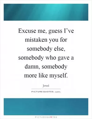 Excuse me, guess I’ve mistaken you for somebody else, somebody who gave a damn, somebody more like myself Picture Quote #1