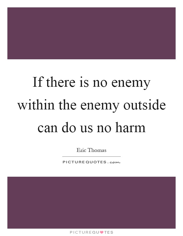 If there is no enemy within the enemy outside can do us no harm Picture Quote #1