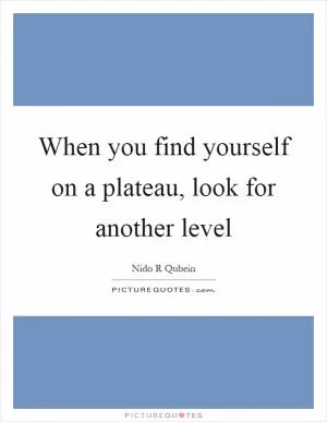 When you find yourself on a plateau, look for another level Picture Quote #1
