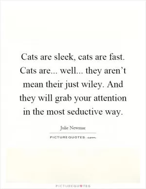 Cats are sleek, cats are fast. Cats are... well... they aren’t mean their just wiley. And they will grab your attention in the most seductive way Picture Quote #1