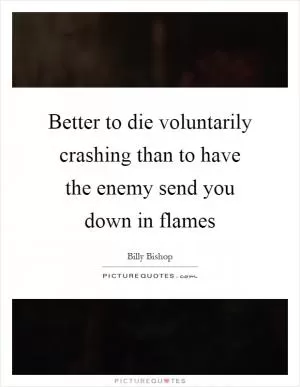 Better to die voluntarily crashing than to have the enemy send you down in flames Picture Quote #1