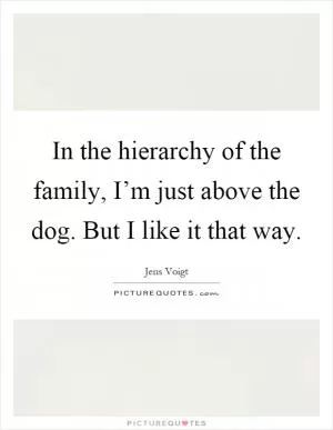 In the hierarchy of the family, I’m just above the dog. But I like it that way Picture Quote #1