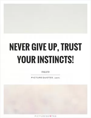 Never give up, trust your instincts! Picture Quote #1