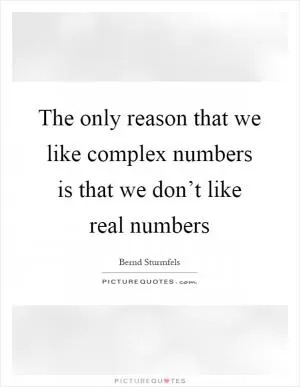 The only reason that we like complex numbers is that we don’t like real numbers Picture Quote #1