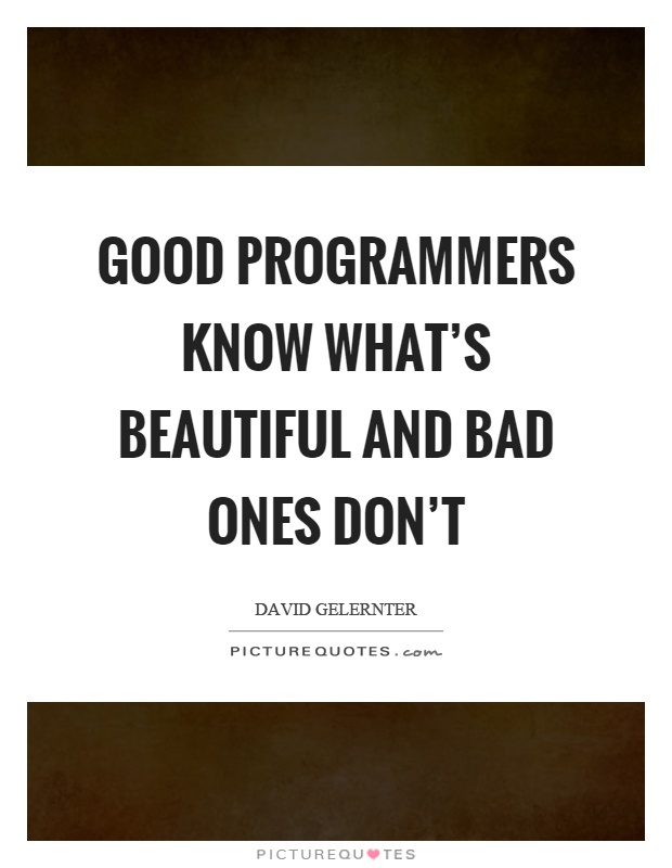Good programmers know what's beautiful and bad ones don't Picture Quote #1