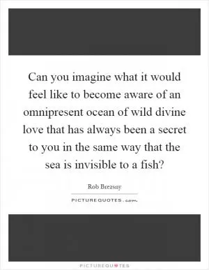 Can you imagine what it would feel like to become aware of an omnipresent ocean of wild divine love that has always been a secret to you in the same way that the sea is invisible to a fish? Picture Quote #1