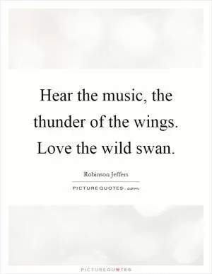 Hear the music, the thunder of the wings. Love the wild swan Picture Quote #1