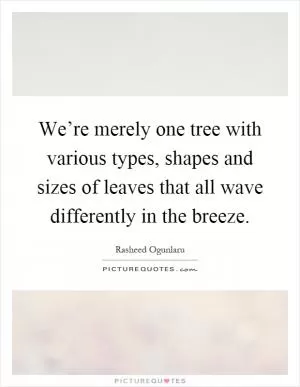 We’re merely one tree with various types, shapes and sizes of leaves that all wave differently in the breeze Picture Quote #1