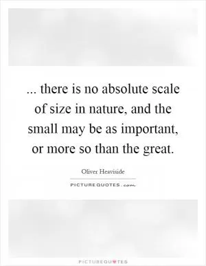 ... there is no absolute scale of size in nature, and the small may be as important, or more so than the great Picture Quote #1