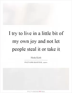 I try to live in a little bit of my own joy and not let people steal it or take it Picture Quote #1