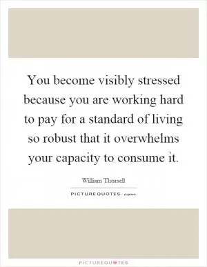 You become visibly stressed because you are working hard to pay for a standard of living so robust that it overwhelms your capacity to consume it Picture Quote #1