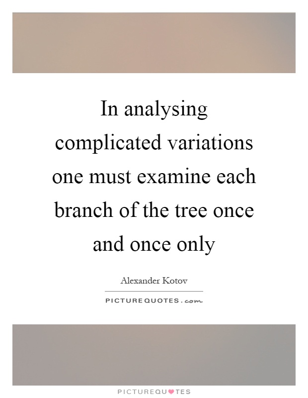 In analysing complicated variations one must examine each branch of the tree once and once only Picture Quote #1