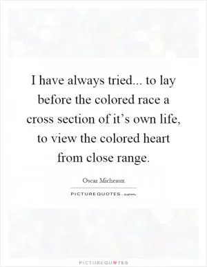I have always tried... to lay before the colored race a cross section of it’s own life, to view the colored heart from close range Picture Quote #1