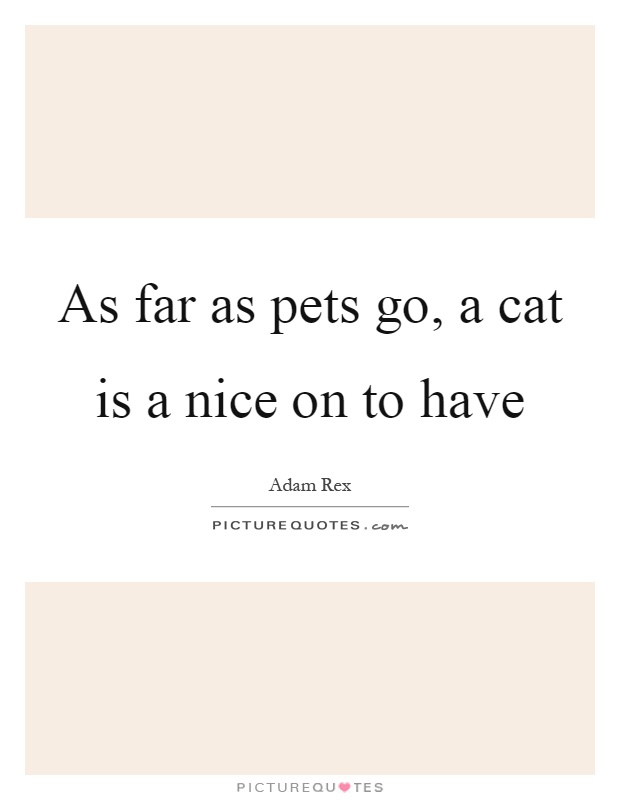As far as pets go, a cat is a nice on to have Picture Quote #1