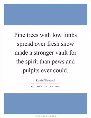 Pine trees with low limbs spread over fresh snow made a stronger vault for the spirit than pews and pulpits ever could Picture Quote #1