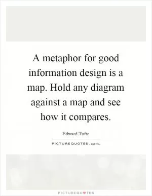 A metaphor for good information design is a map. Hold any diagram against a map and see how it compares Picture Quote #1