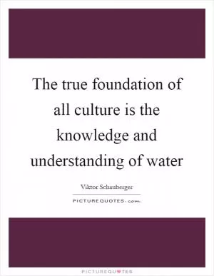 The true foundation of all culture is the knowledge and understanding of water Picture Quote #1