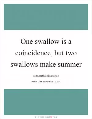 One swallow is a coincidence, but two swallows make summer Picture Quote #1