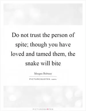 Do not trust the person of spite; though you have loved and tamed them, the snake will bite Picture Quote #1
