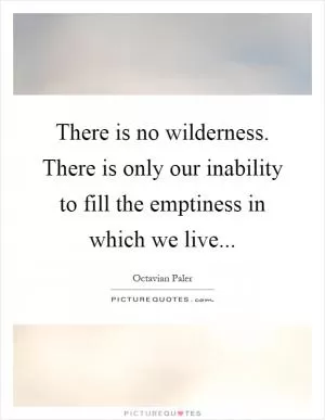 There is no wilderness. There is only our inability to fill the emptiness in which we live Picture Quote #1