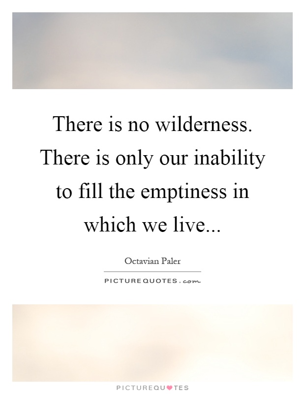 There is no wilderness. There is only our inability to fill the emptiness in which we live Picture Quote #1