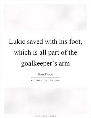 Lukic saved with his foot, which is all part of the goalkeeper’s arm Picture Quote #1