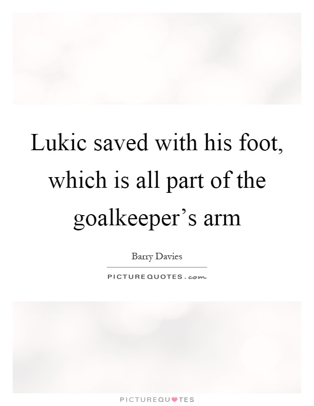 Lukic saved with his foot, which is all part of the goalkeeper's arm Picture Quote #1