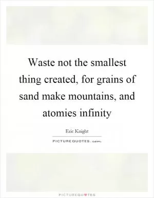 Waste not the smallest thing created, for grains of sand make mountains, and atomies infinity Picture Quote #1