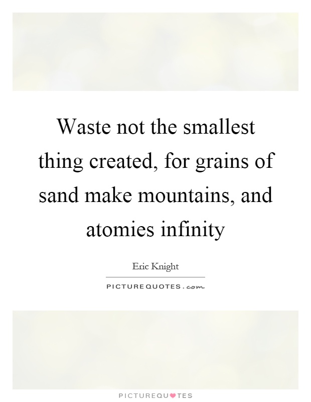 Waste not the smallest thing created, for grains of sand make mountains, and atomies infinity Picture Quote #1