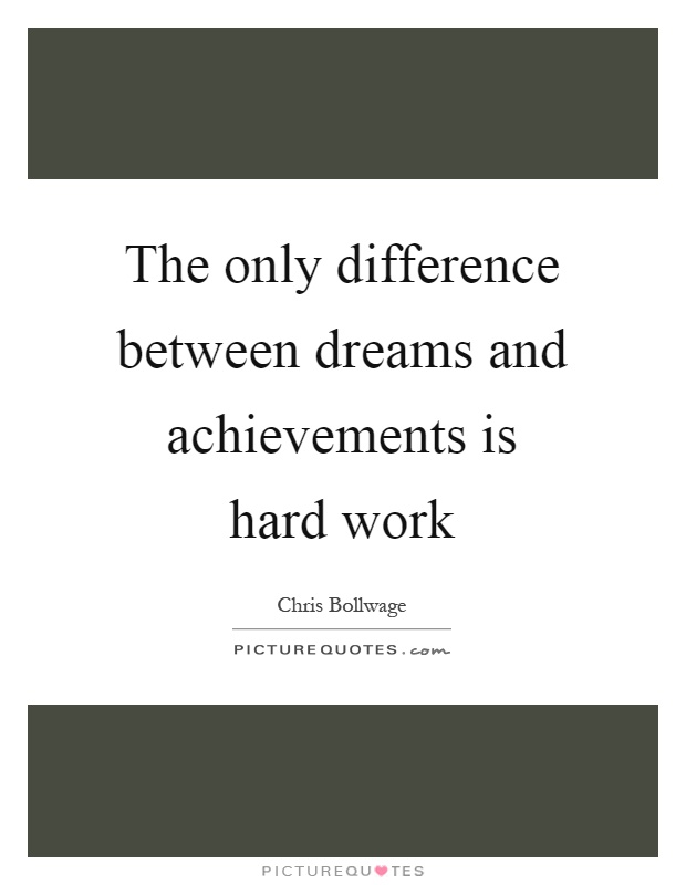 The only difference between dreams and achievements is hard work ...