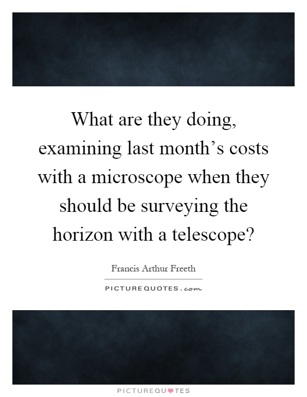 What are they doing, examining last month's costs with a microscope when they should be surveying the horizon with a telescope? Picture Quote #1