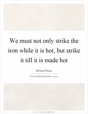 We must not only strike the iron while it is hot, but strike it till it is made hot Picture Quote #1
