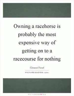 Owning a racehorse is probably the most expensive way of getting on to a racecourse for nothing Picture Quote #1
